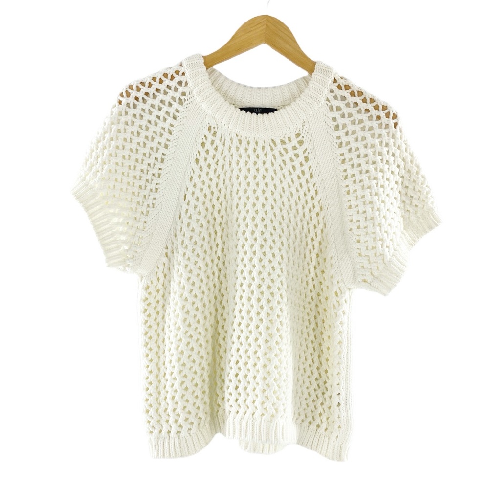 Tibi Tube Yarn Muscle Open Knit Boxy Sweater Large